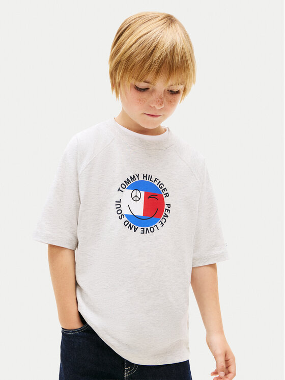 Tommy Hilfiger T-Shirt Smiley Flag KB0KB10269 Szary Regular Fit