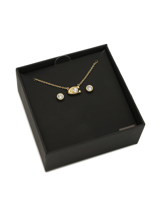 Coach Zestaw naszyjnik i kolczyki Signature Necklace & Earring Set 37412845GLD110 Złoty miniaturka