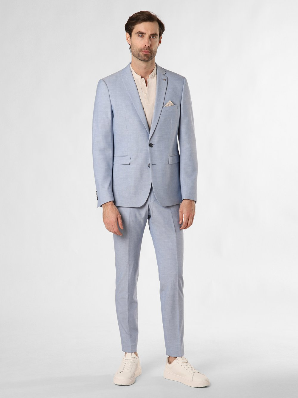 Finshley & Harding London Męski garnitur Mężczyźni Slim Fit niebieski, 44
