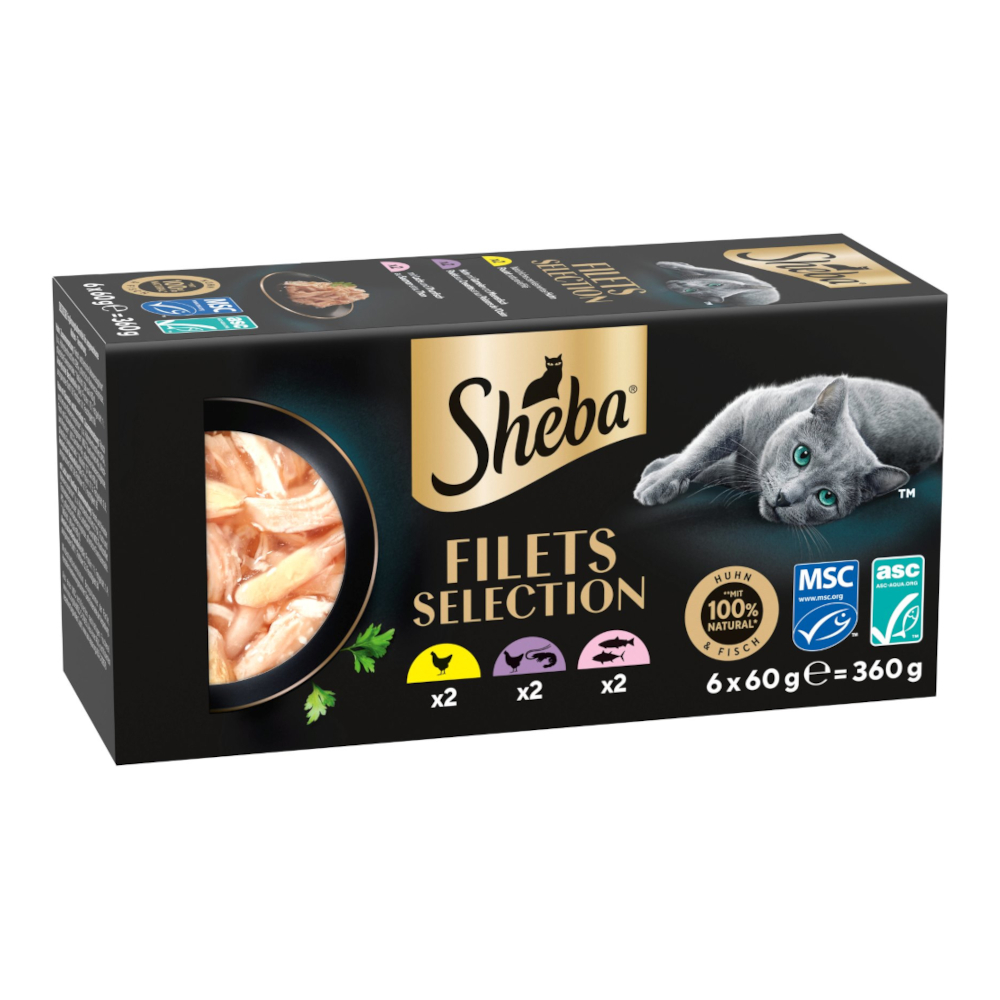 Megapakiet Sheba Filets, 36 x 60 g - Pakiet mieszany II (3 smaki)