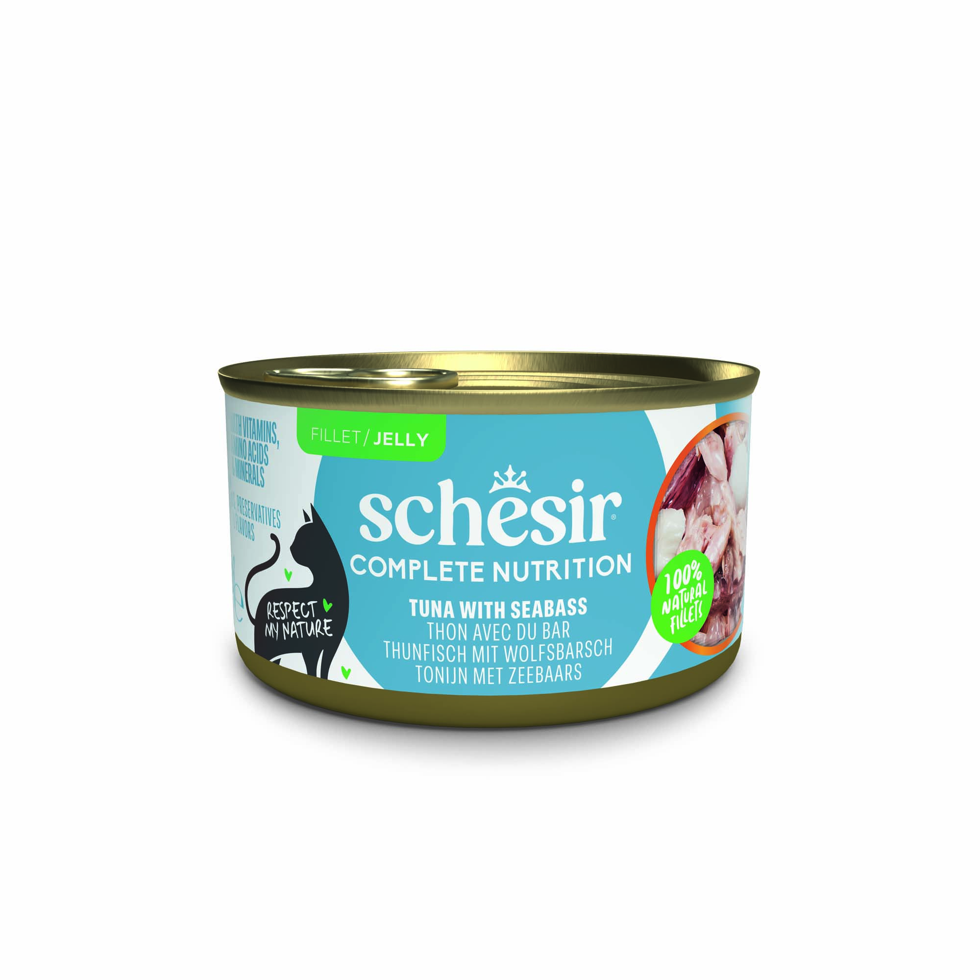 Korzystny pakiet Schesir Complete Nutrition, filet w galarecie, 24 x 85 g - Tuńczyk z okoniem morskim