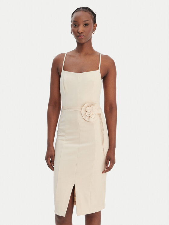 Guess Sukienka koktajlowa W6RK0G KC9O0 Beżowy Regular Fit