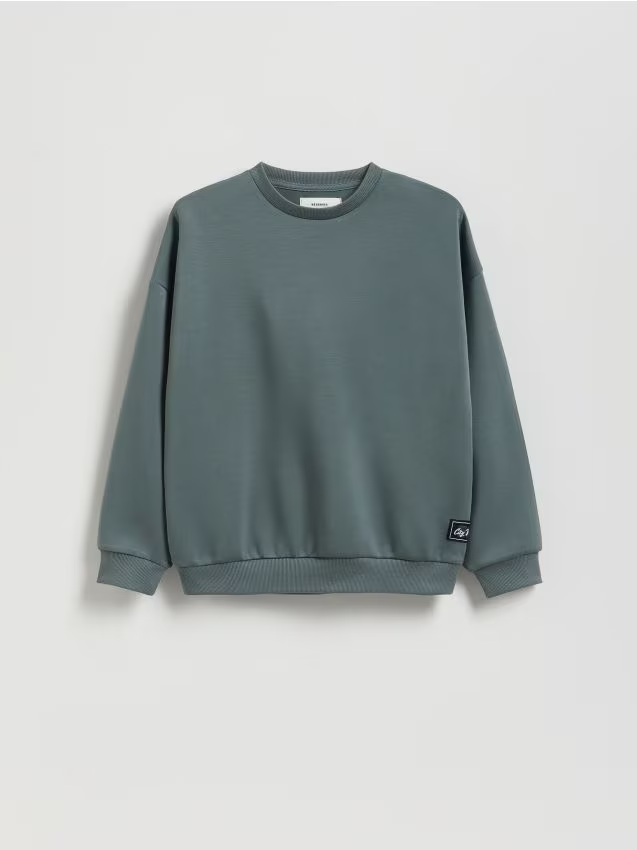 Reserved - Bluza oversize z nadrukiem - zielony