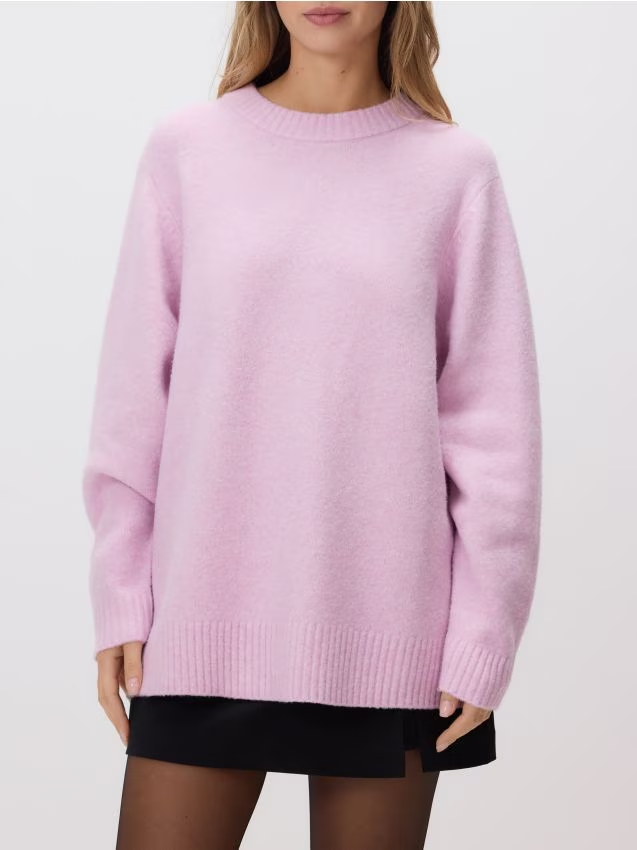 Reserved - Gładki sweter - różowy