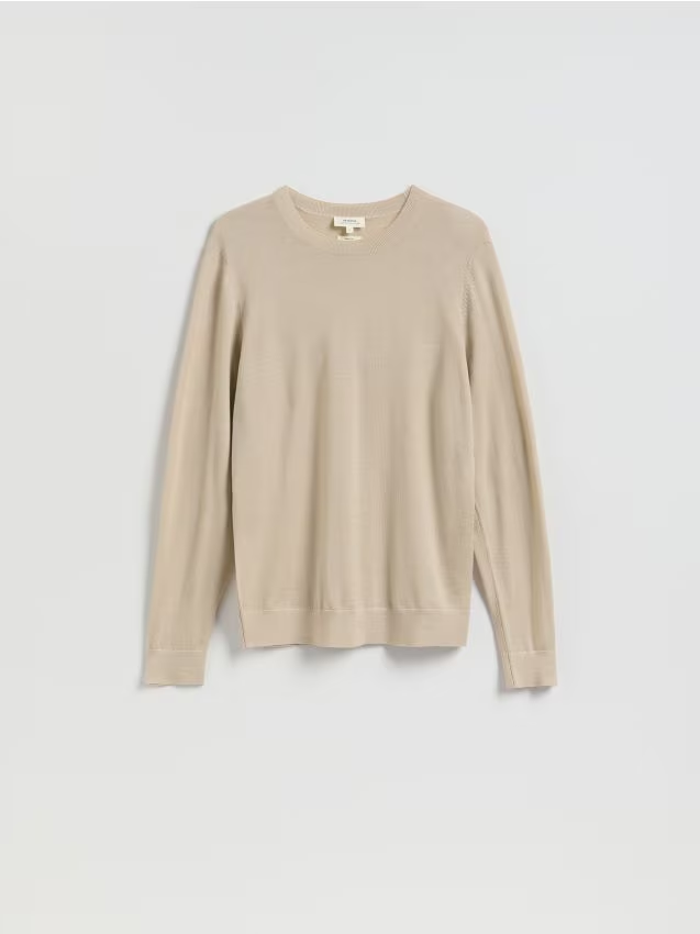 Reserved - Sweter z wełny merino - beżowy