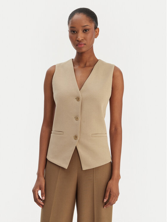 Weekend Max Mara Kamizelka garniturowa Poggio 2615911021 Beżowy Slim Fit