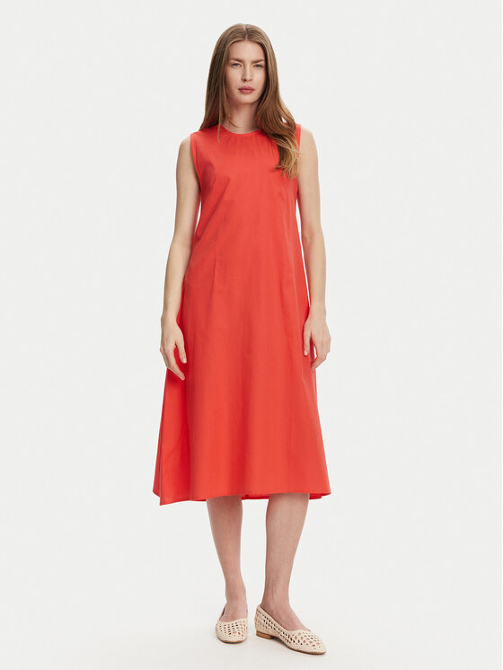 Selmark Sukienka letnia BL495 Koralowy Regular Fit