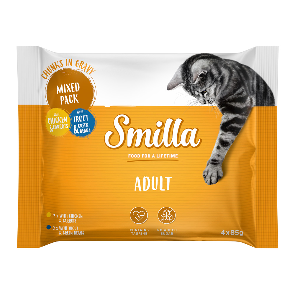 Smilla Adult, kawałeczki w sosie z warzywami -  Pakiet próbny, 4 x 85 g