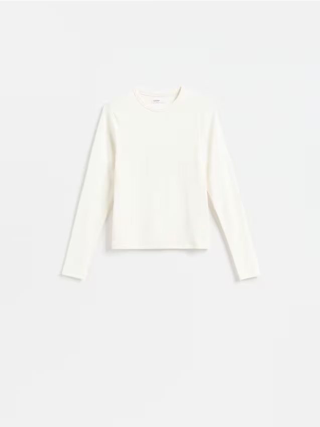 Reserved - Longsleeve z modalem - złamana biel