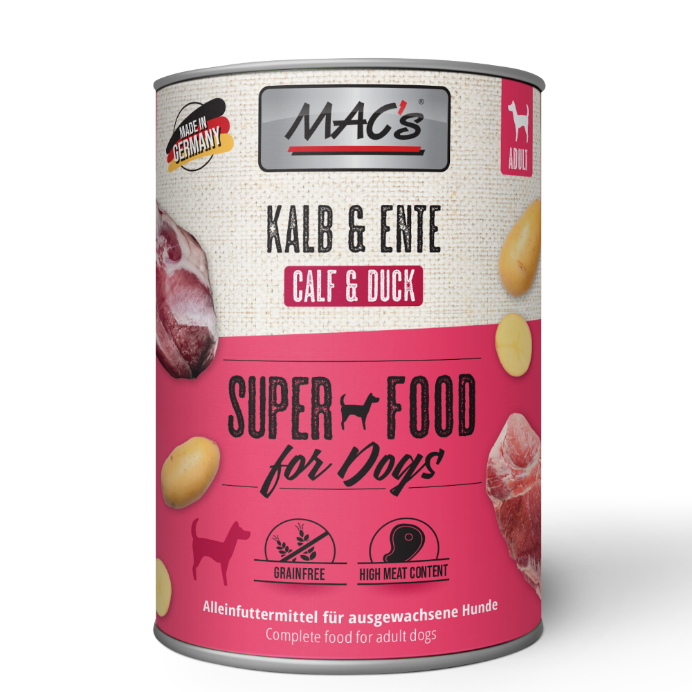 Korzystny pakiet MAC's Adult Superfood, 24 x 400 g - Cielęcina i kaczka