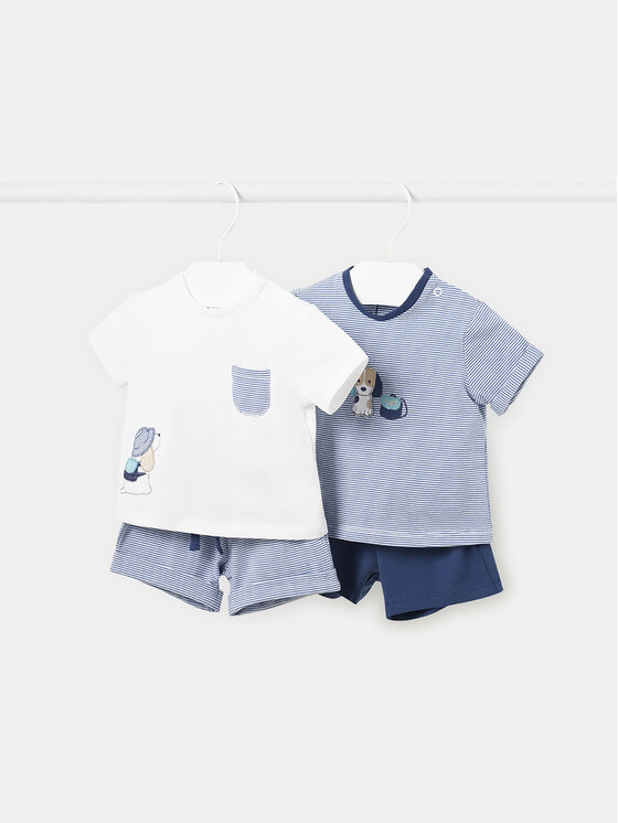 Mayoral Komplet 2 t-shirtów i spodenek 1626 Niebieski Regular Fit