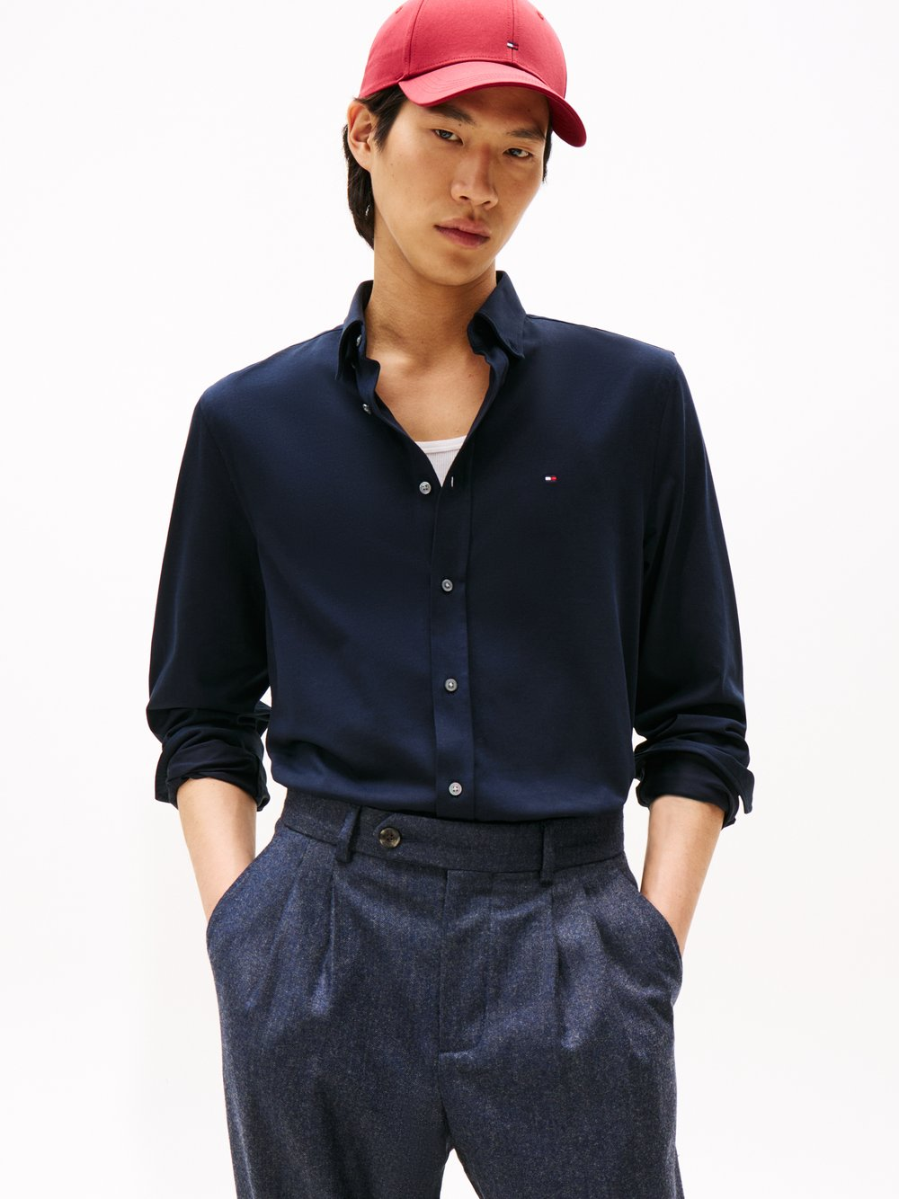 Tommy Hilfiger Męska koszula casual Mężczyźni Slim Fit niebieski, XL