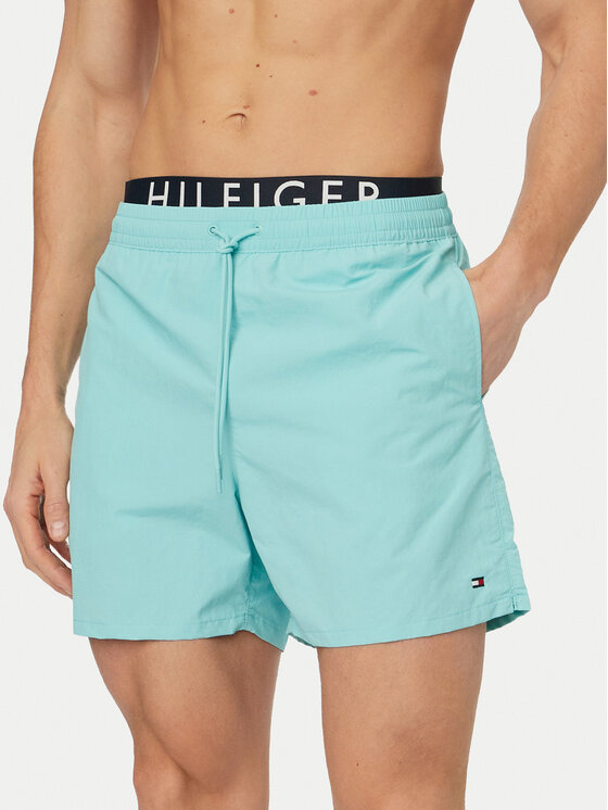 Tommy Hilfiger Szorty kąpielowe UM0UM03749 Turkusowy Regular Fit