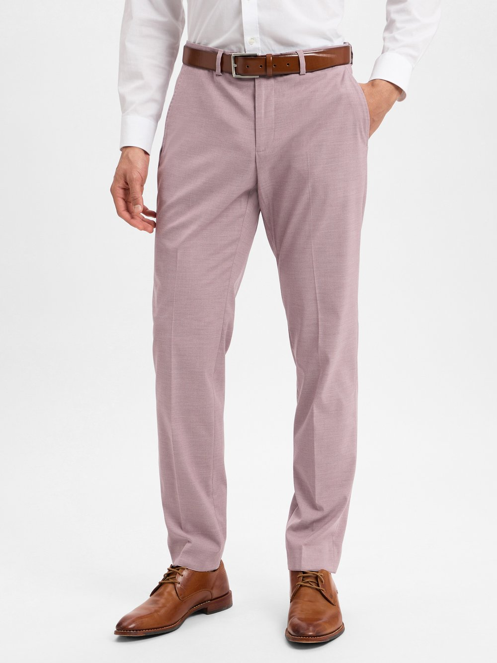 Finshley & Harding Męskie spodnie garniturowe - Kalifornia Mężczyźni Slim Fit różowy, 52