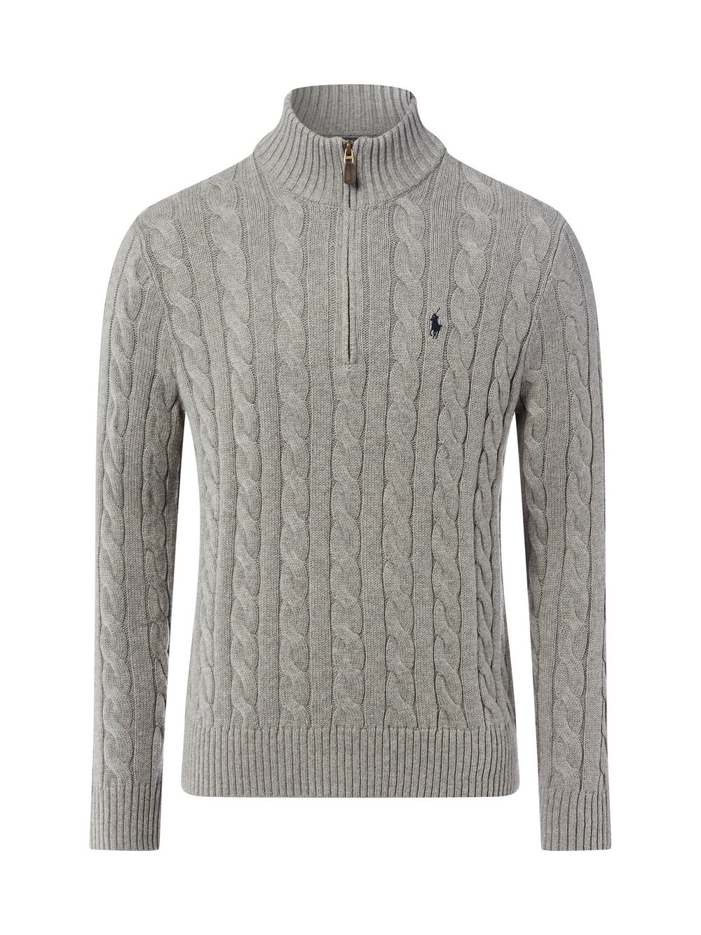 Polo Ralph Lauren Męski sweter Troyer Mężczyźni dzianina grubo tkana szary, XL