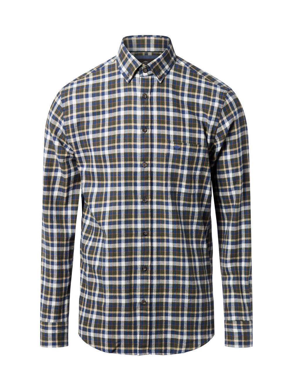 Fynch-Hatton Męska koszula flanelowa Mężczyźni Regular Fit Bawełna niebieski|zielony, L