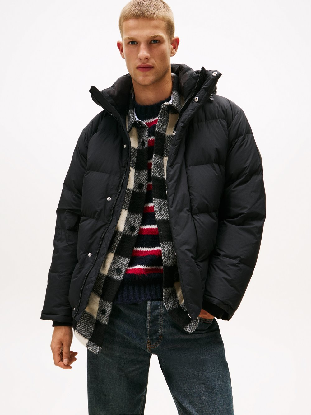 Tommy Jeans Męska kurtka puchowa Mężczyźni Sztuczne włókno czarny, M