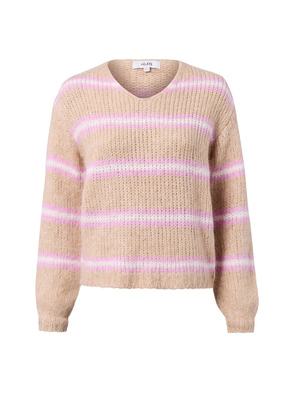 mbyM Sweter damski z alpaką i wełną - Gatilin Kobiety Wełna beżowy|wyrazisty róż|biały, S/M