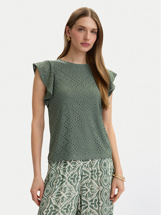 Vero Moda Bluzka Tassa 10286067 Zielony Loose Fit