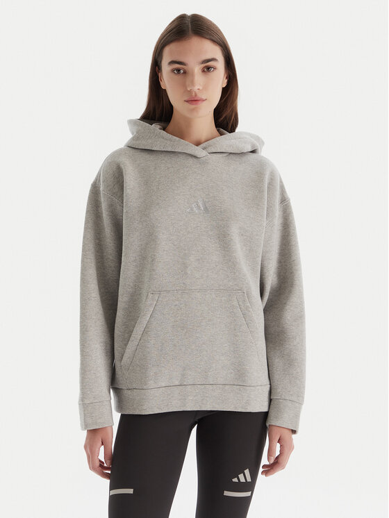 adidas Bluza ALL SZN Holiday Glitter Fleece JV5757 Szary Loose Fit