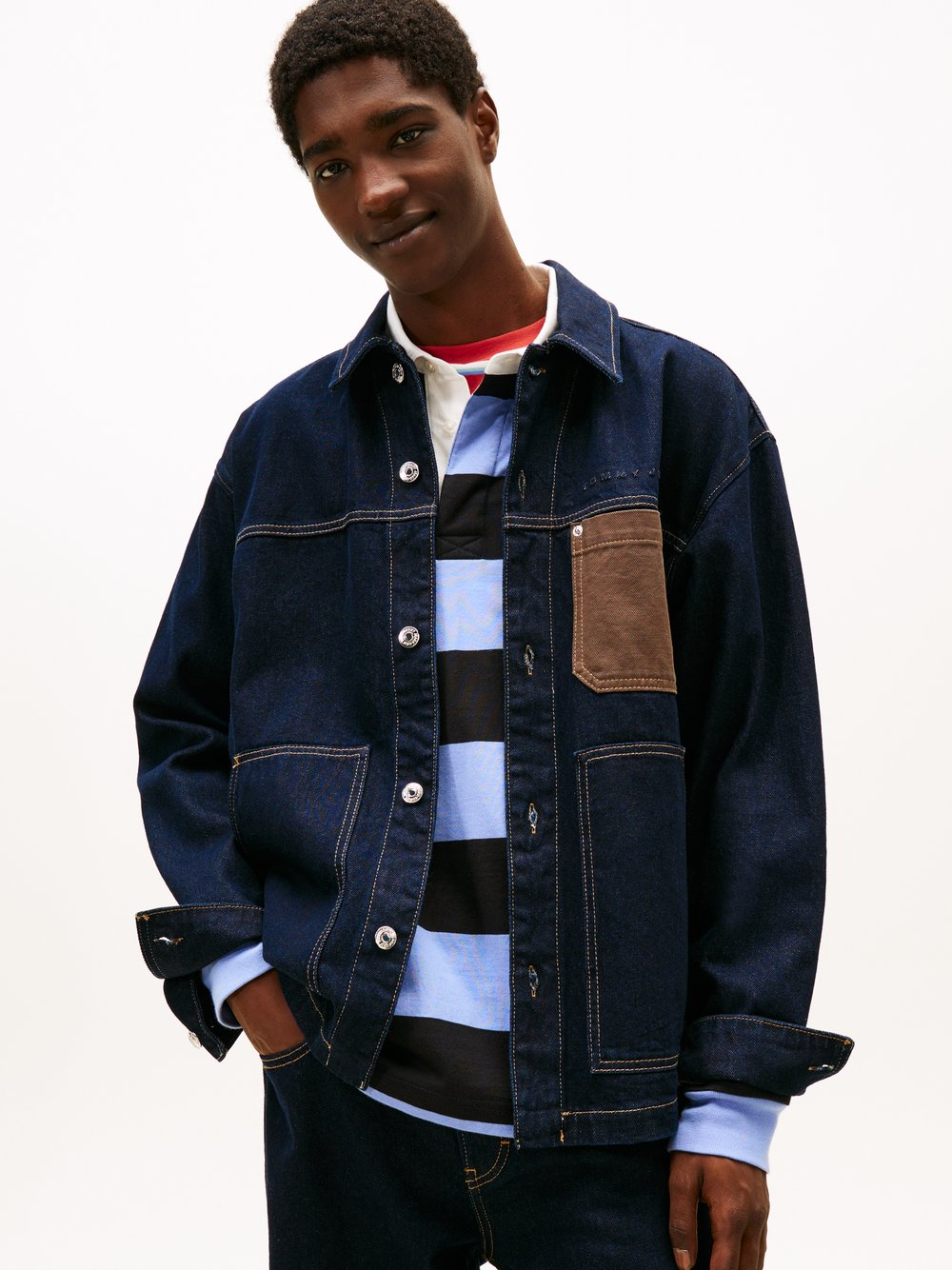 Tommy Jeans Męska kurtka dżinsowa Mężczyźni Bawełna niebieski, S