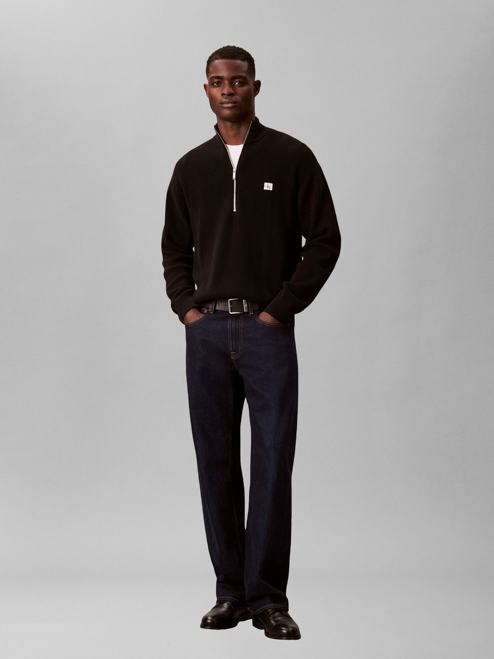 Calvin Klein Jeans Męski sweter z dzianiny Mężczyźni Bawełna czarny, S