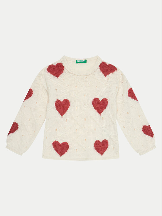 United Colors Of Benetton Sweter 1076H102A Biały Regular Fit