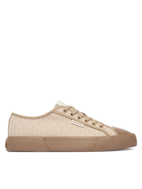 Calvin Klein Trampki Vulc Low Laceup Aop Canvas HW0HW03142 Beżowy