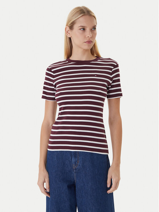 Tommy Hilfiger T-Shirt New Cody WW0WW40587 Bordowy Slim Fit