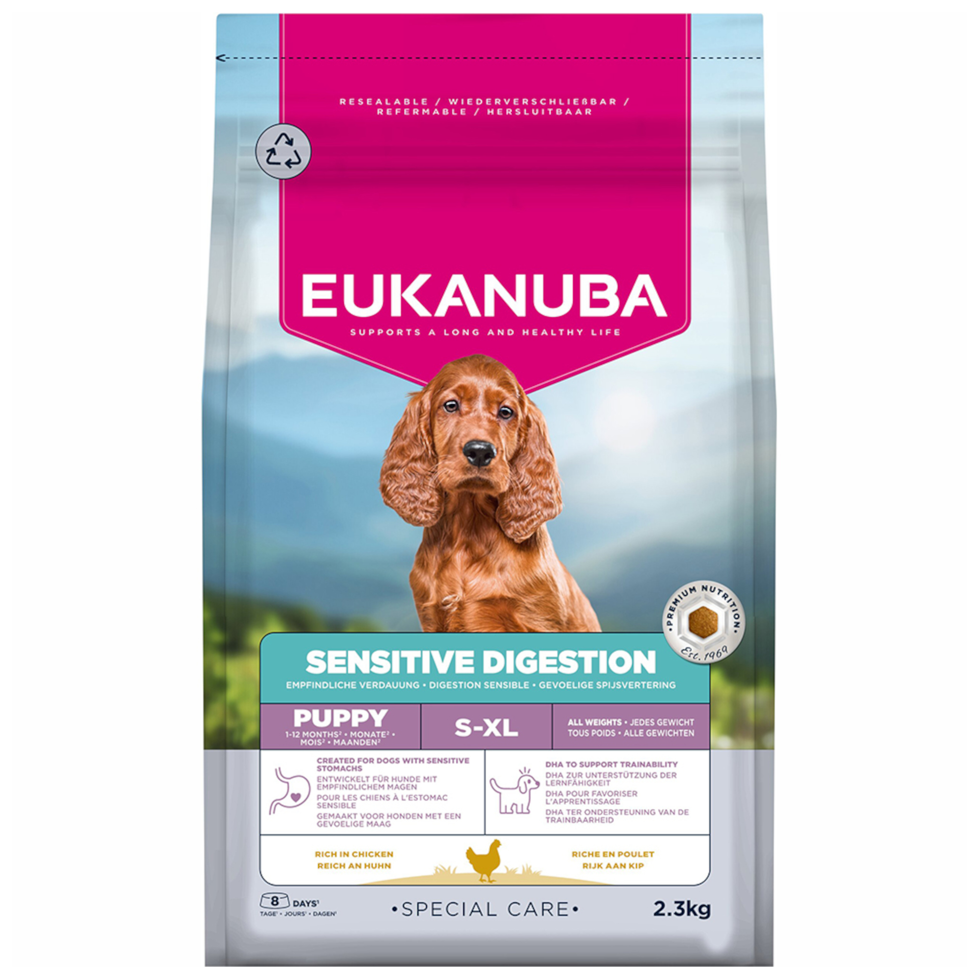Eukanuba Special Care Sensitive Digestion Puppy, kurczak i indyk - 2,3 kg