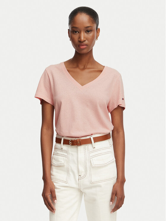 Tommy Hilfiger T-Shirt WW0WW48704 Różowy jasny Regular Fit