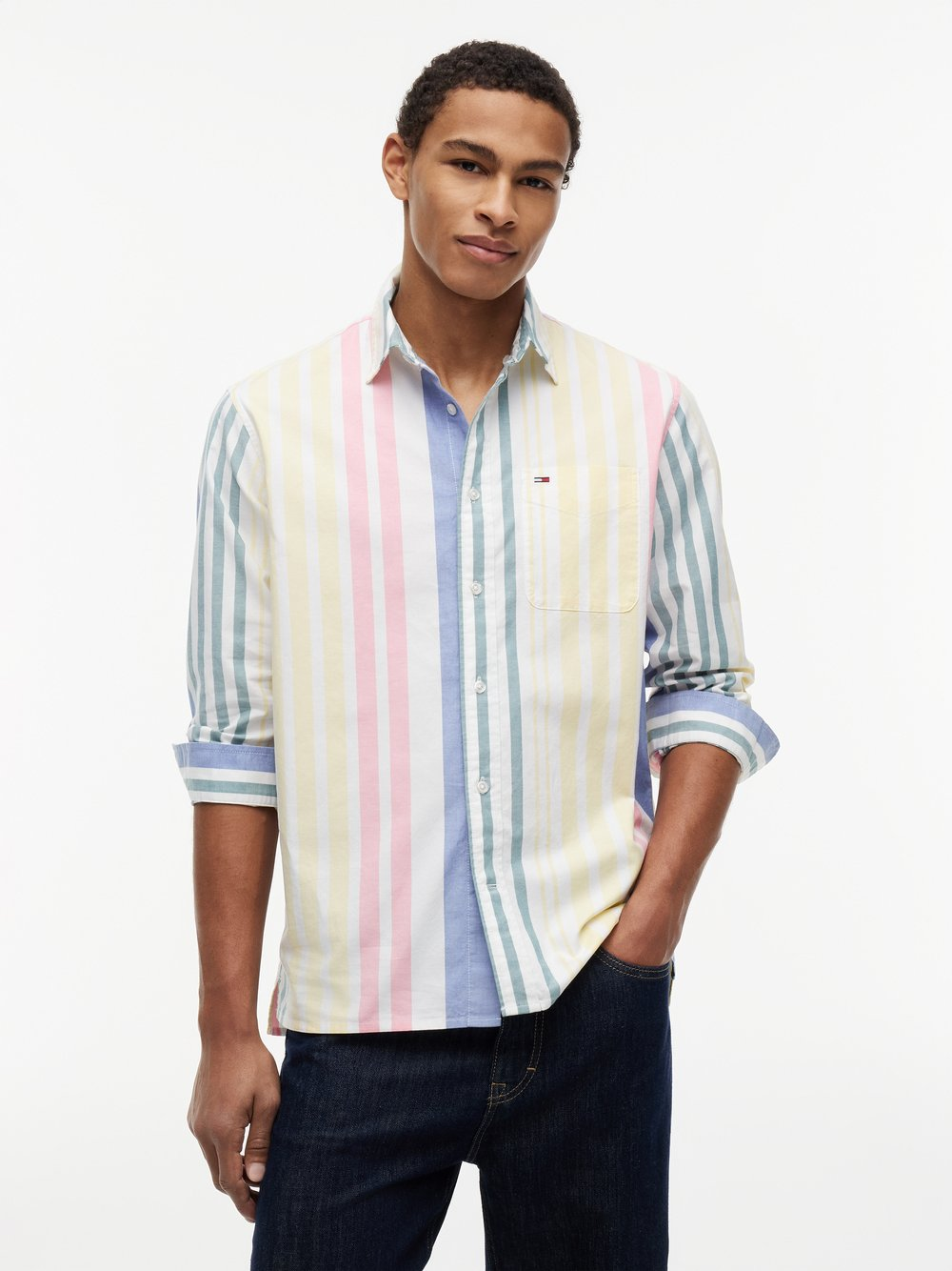 Tommy Jeans Koszula męska Mężczyźni Regular Fit Bawełna (100%) niebieski|wielokolorowy, XL