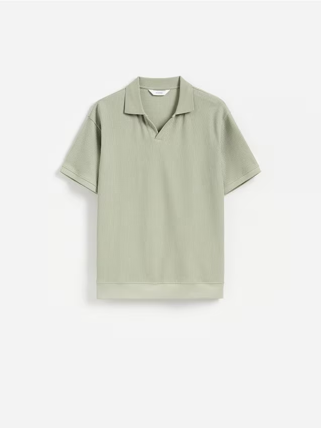 Reserved - Bawełniane polo comfort fit - jasnozielony