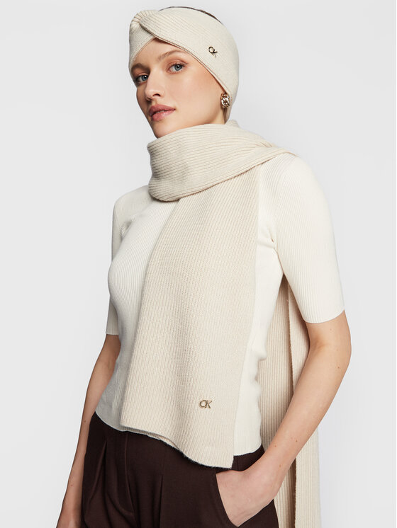 Calvin Klein Szalik Re-Lock K60K610415 Beżowy