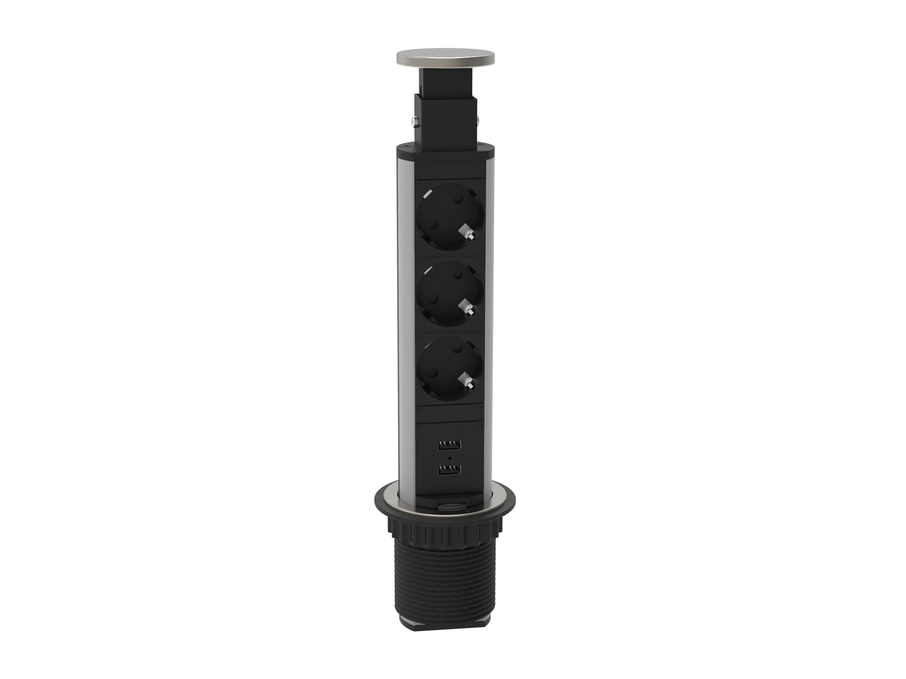 Schütte Listwa zasilająca do blatów roboczych, wpuszczana (3x 230V + 2x USB)