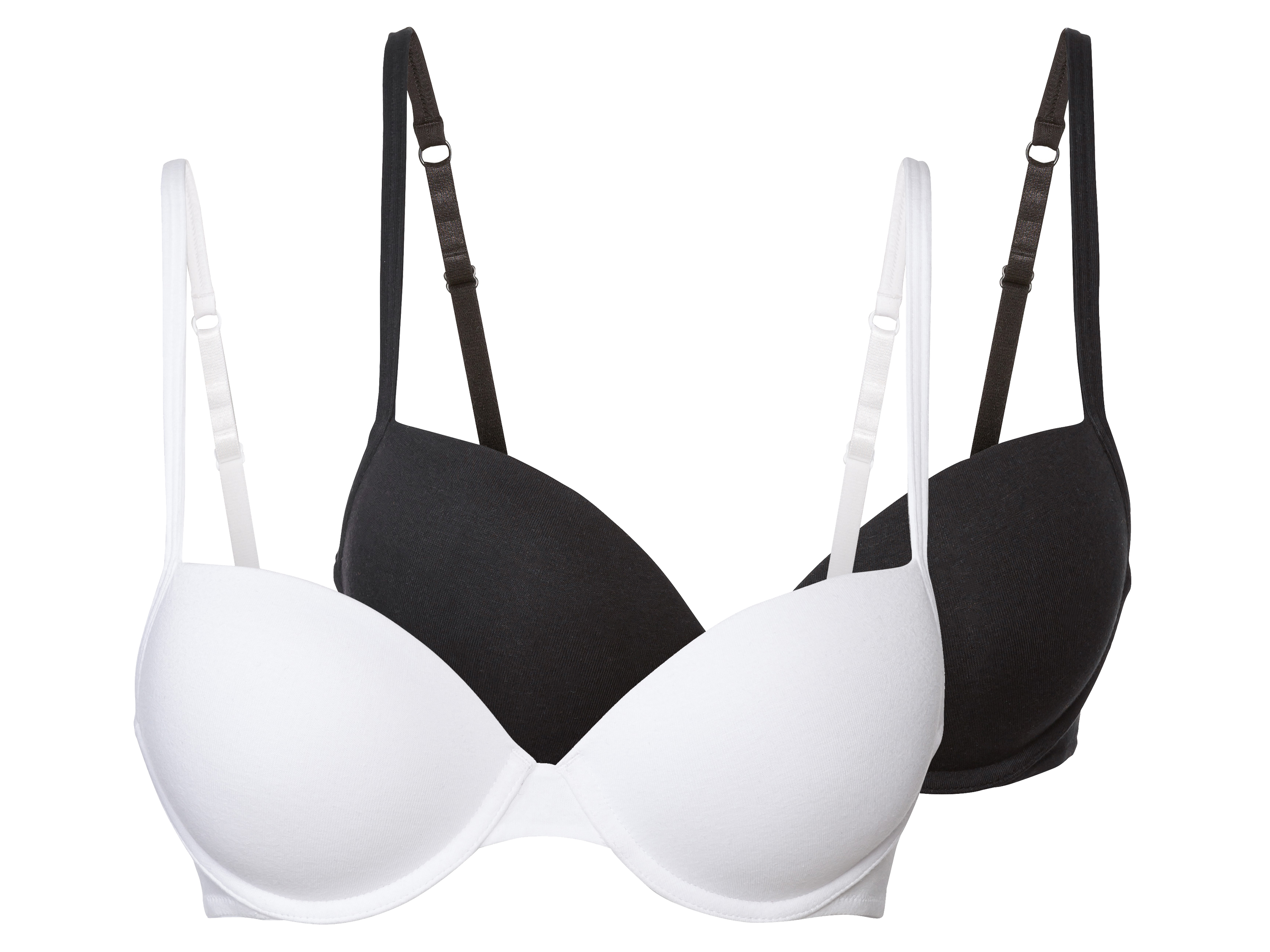esmara® Biustonosz damski z fiszbinami, 2 sztuki (Czarny / biały, 85b)