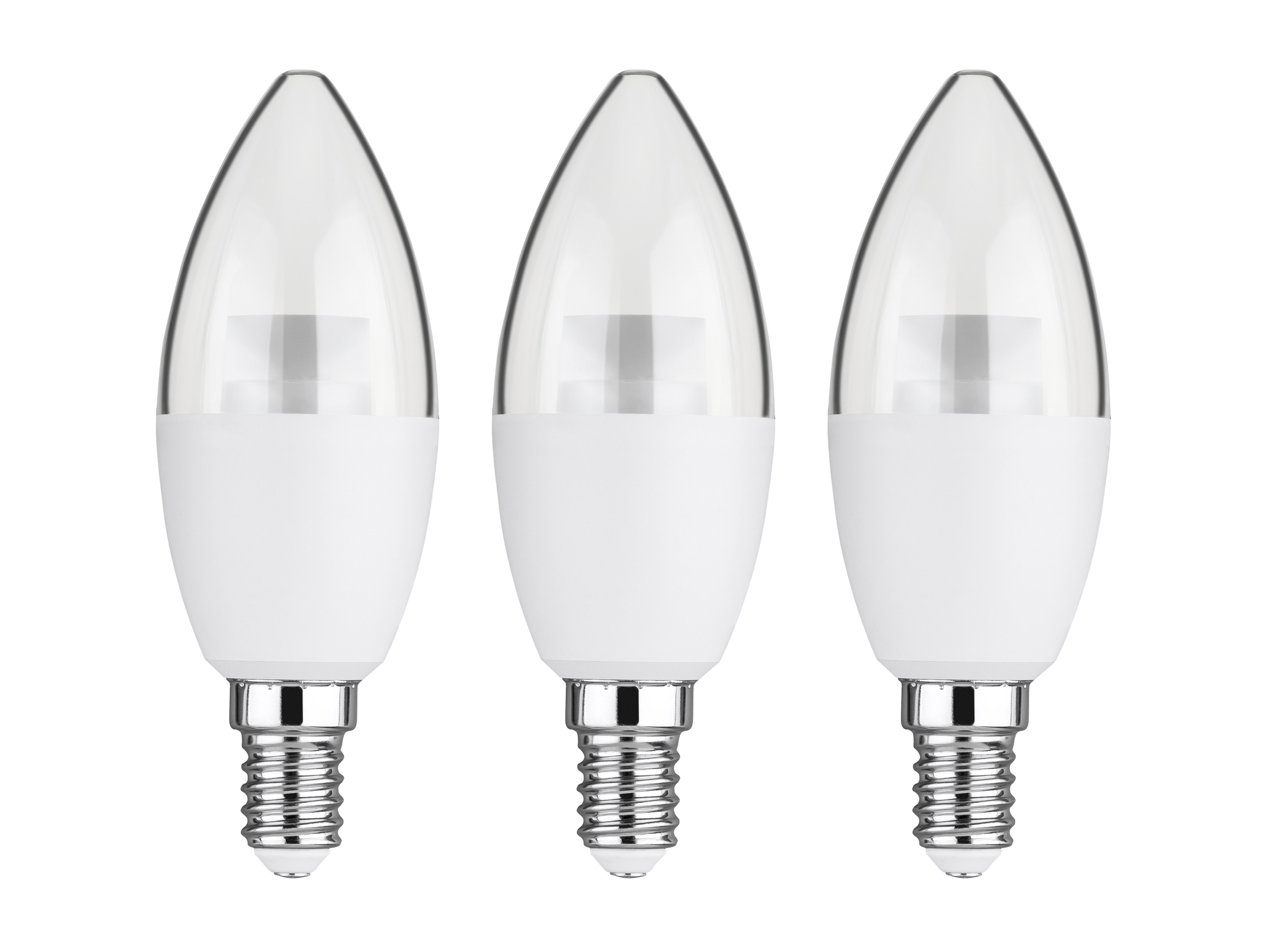 LIVARNO home Zestaw 2 lub 3 żarówek LED (Świeca E14 o mocy 4,9 W, zestaw 3 szt, Przezroczysty)