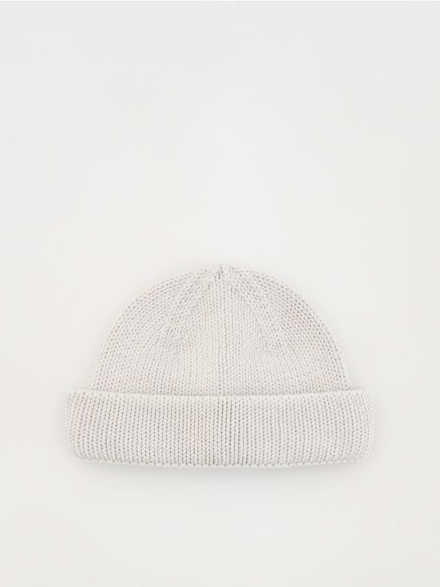 Reserved - Bawełniana czapka beanie - jasnoszary