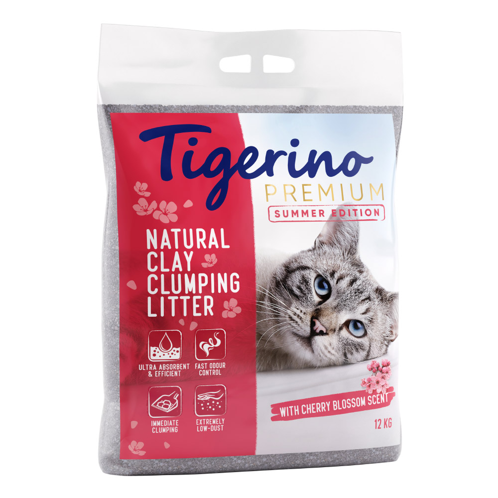 Tigerino Premium, żwirek dla kota - zapach kwiatu wiśni - 2 x 12 kg (ok. 24 l)