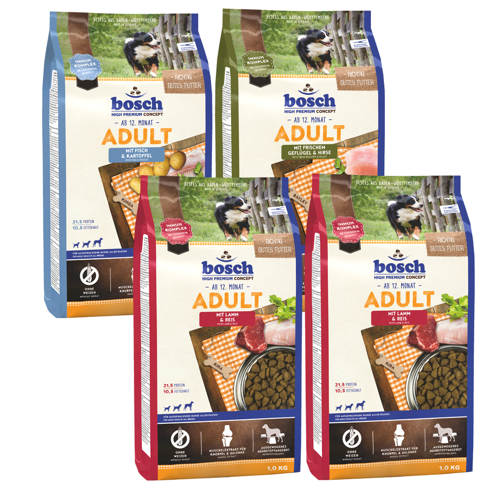 Mieszany pakiet próbny bosch Adult, 4 x 1 kg - 4 x 1 kg
