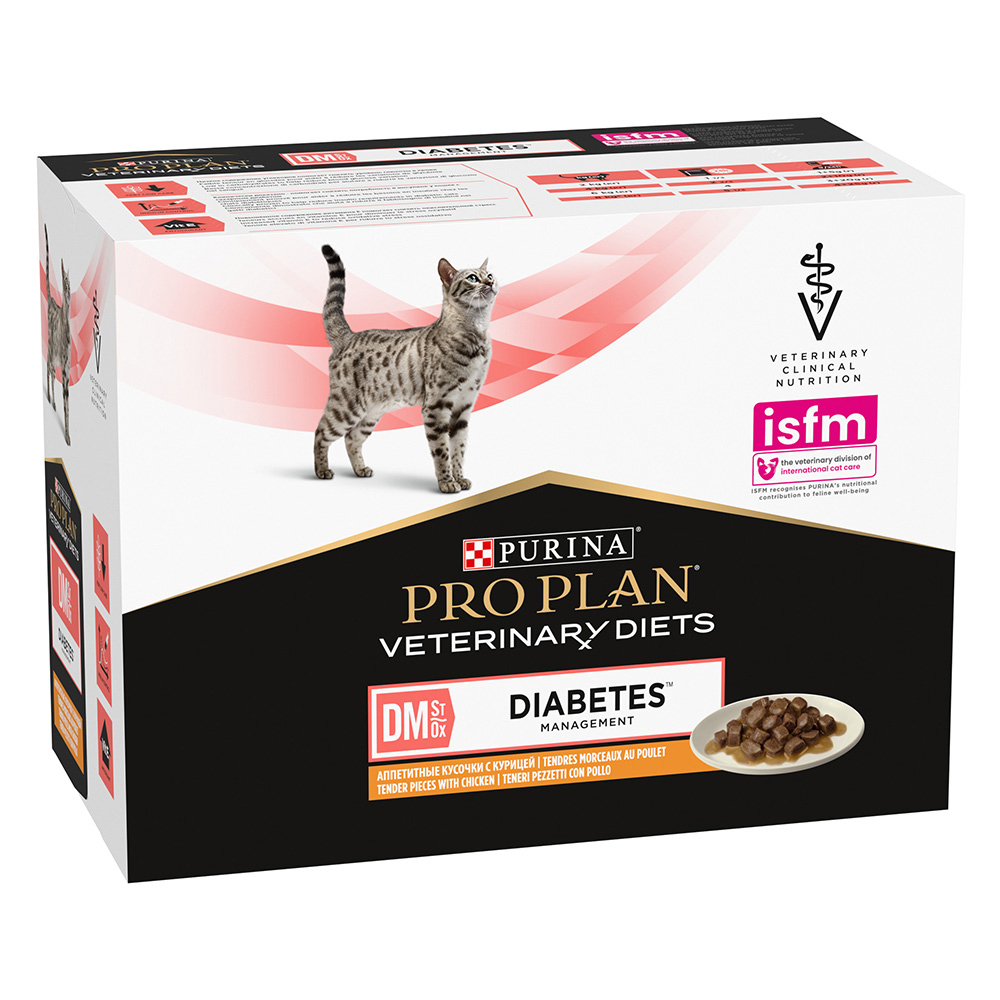 PURINA PRO PLAN Veterinary Diets Feline DM ST/OX Diabetes Manag., kurczak - 2 x 10 x 85 g