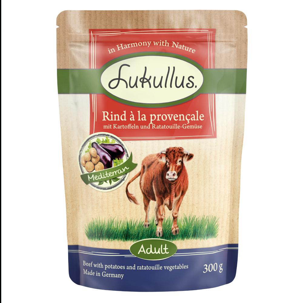 Megapakiet mieszany Lukullus Natural w saszetkach, 24 x 300 g - Wołowina po prowansalsku (bez zboż)