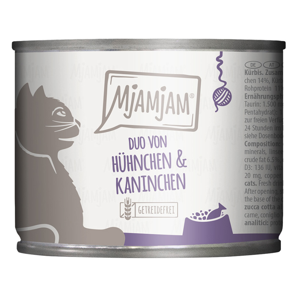 MjAMjAM Duo, 6 x 200 g - Soczysty kurczak i królik z dynią na parze