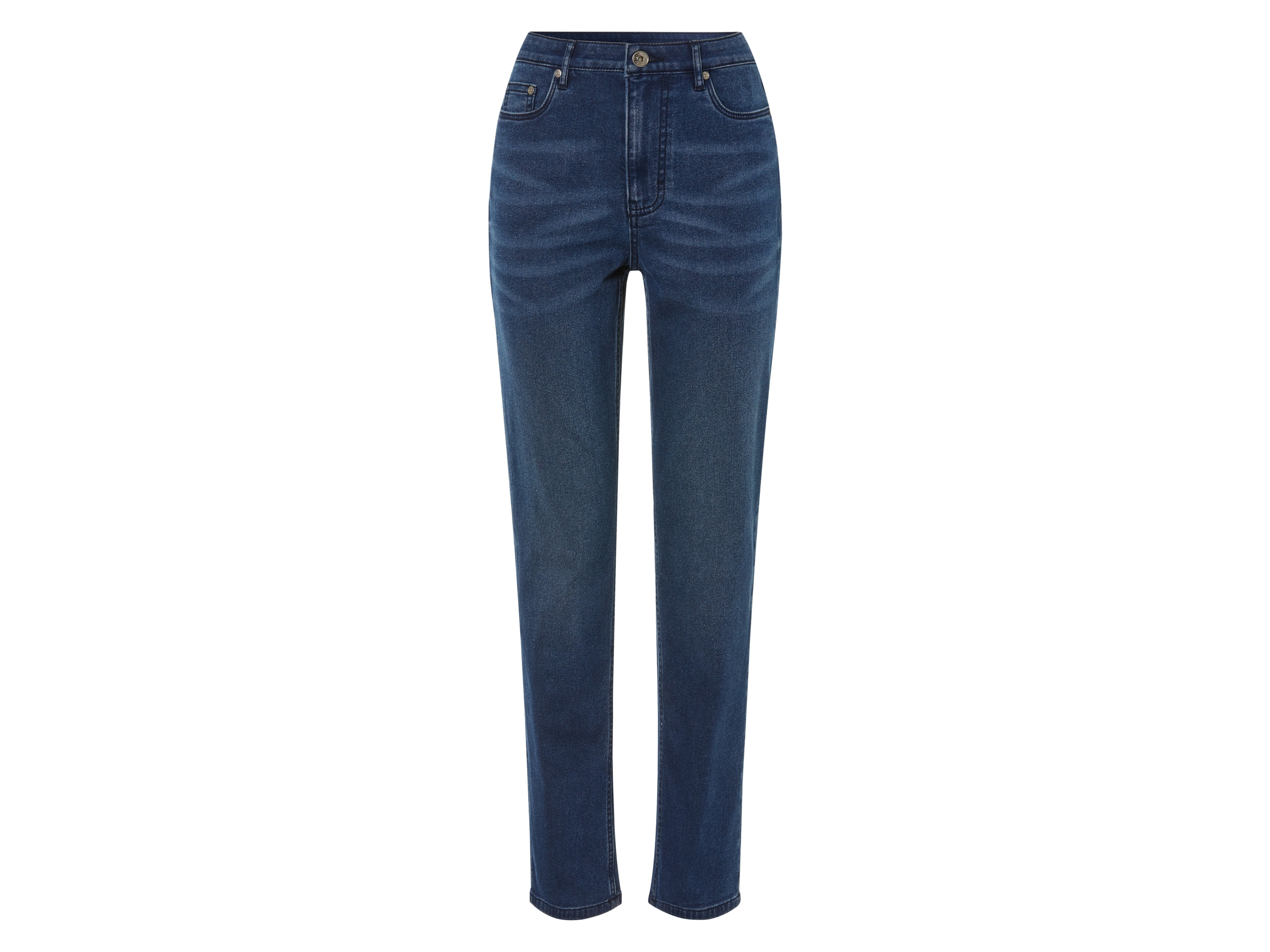 esmara® Jeansy damskie straight fit, termiczne (44, Ciemnoniebieski)