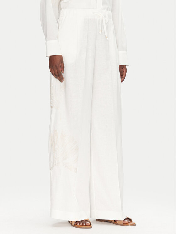 ACCESS FASHION Spodnie palazzo 53-5087-133 Biały Wide Leg