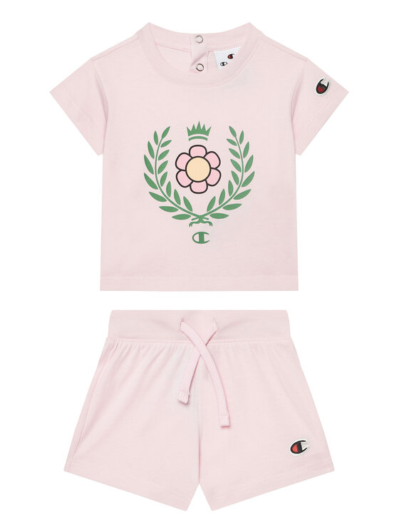 Champion Komplet t-shirt i spodenki 405117 Różowy Regular Fit