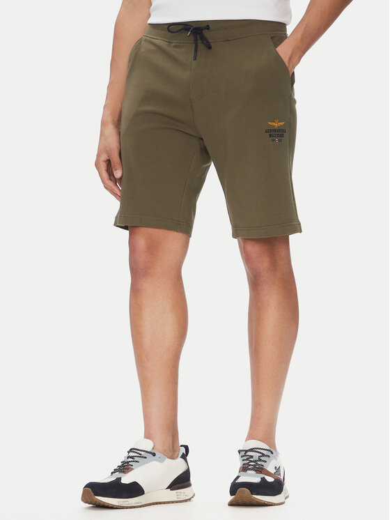 Aeronautica Militare Szorty sportowe 251BF017F459 Khaki Regular Fit