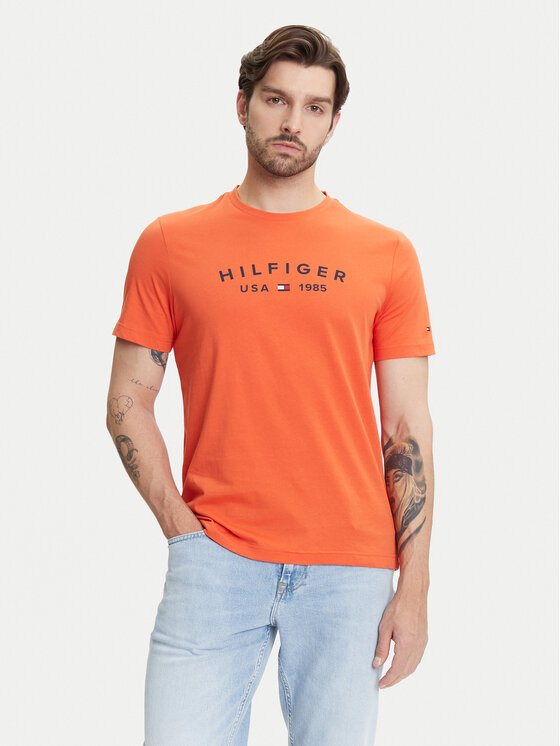 Tommy Hilfiger T-Shirt Fathers Day MW0MW39356 Pomarańczowy Regular Fit