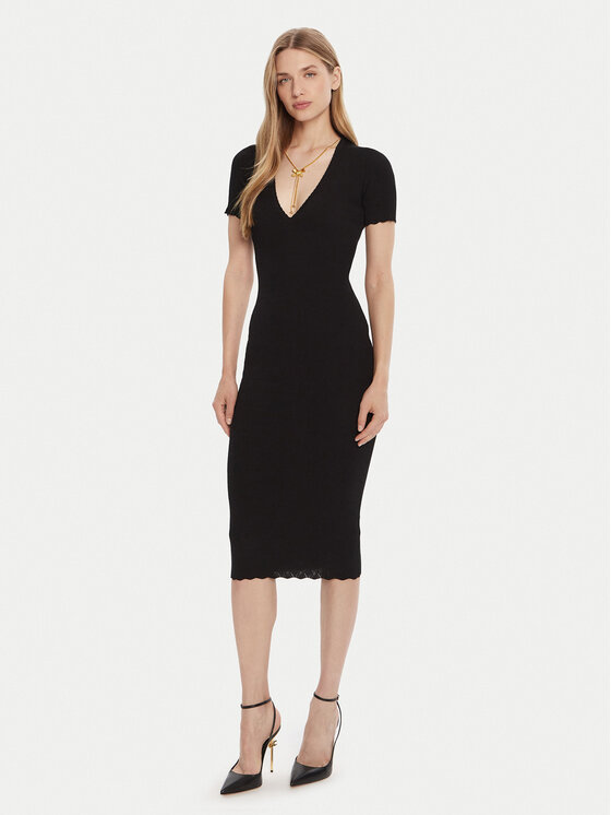 Elisabetta Franchi Sukienka dzianinowa AM-53S-51E2 Czarny Slim Fit