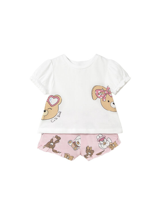 Mayoral Komplet t-shirt i spodenki 1256 Różowy Regular Fit
